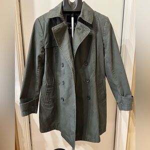 Banana Republic Olive Double-Breasted Trench Coat